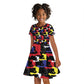 Haiti Map Camouflage Colorful Kid Short Sleeve Dress - African Pride