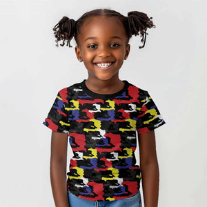 Haiti Map Camouflage Colorful Kid T shirt - African Pride