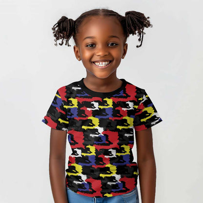 Haiti Map Camouflage Colorful Kid T shirt - African Pride