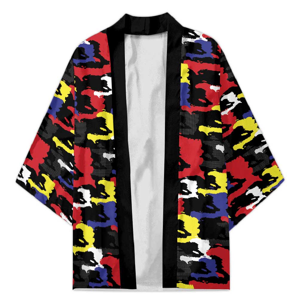 Haiti Map Camouflage Colorful Kimono - African Pride