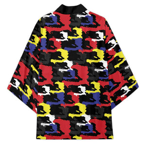 Haiti Map Camouflage Colorful Kimono - African Pride