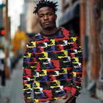 Haiti Map Camouflage Colorful Long Sleeve Shirt - African Pride