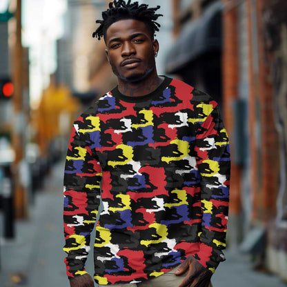 Haiti Map Camouflage Colorful Long Sleeve Shirt - African Pride