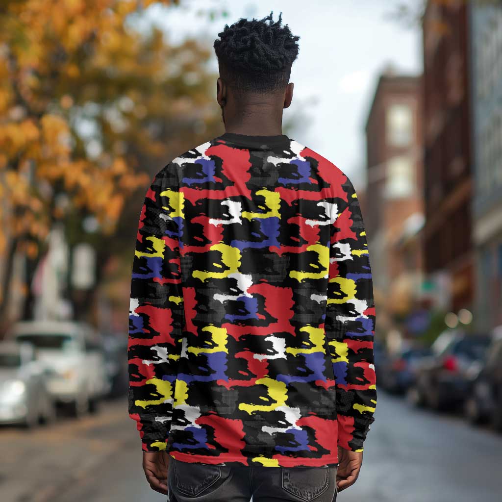 Haiti Map Camouflage Colorful Long Sleeve Shirt - African Pride