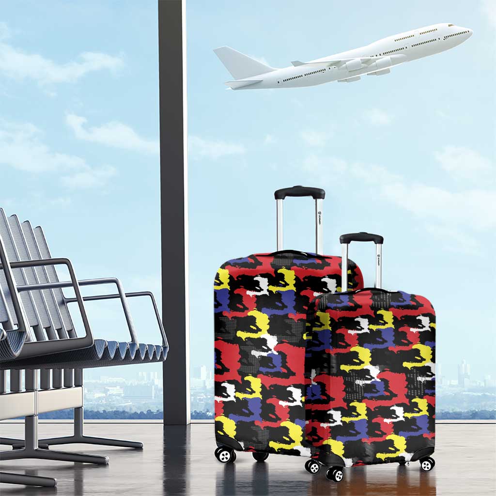 Haiti Map Camouflage Colorful Luggage Cover - African Pride