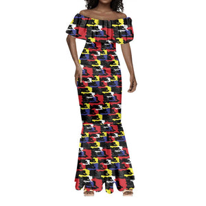 Haiti Map Camouflage Colorful Mermaid Dress - African Pride