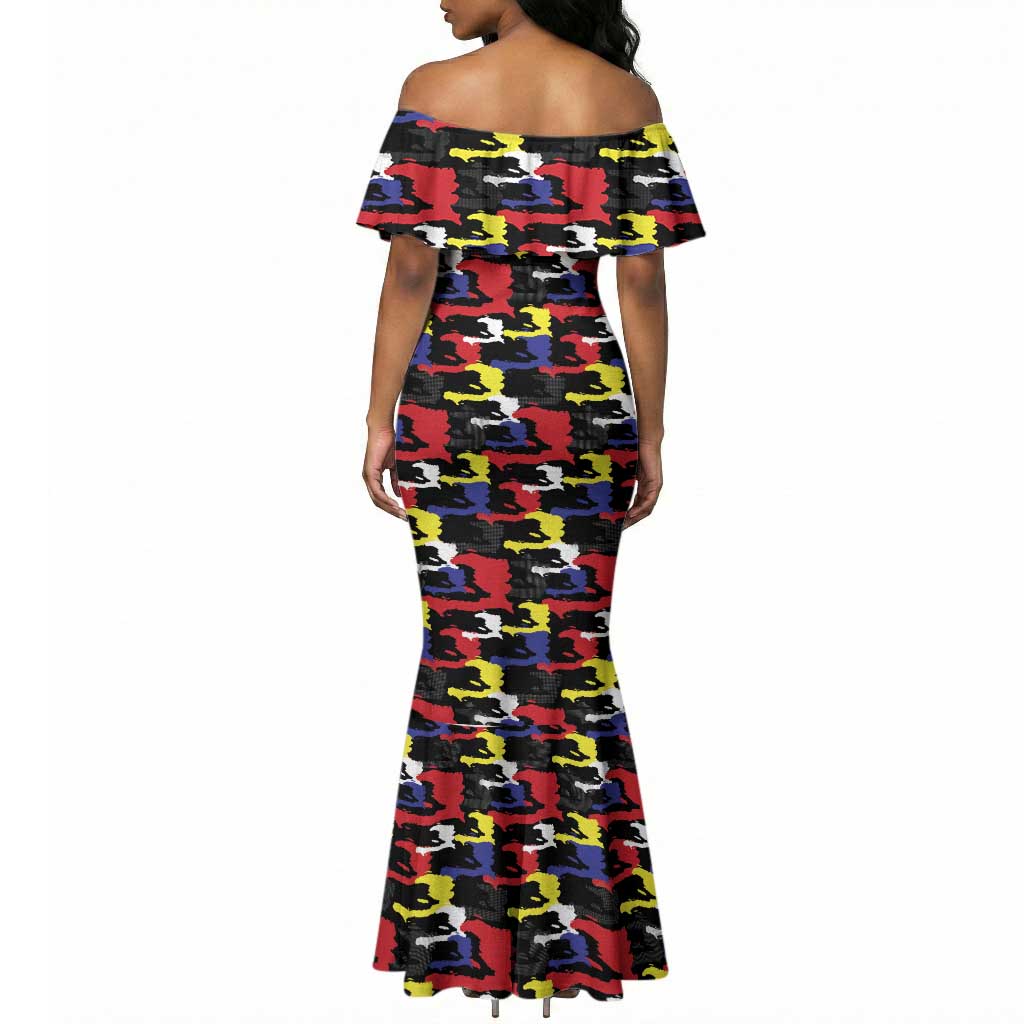 Haiti Map Camouflage Colorful Mermaid Dress - African Pride