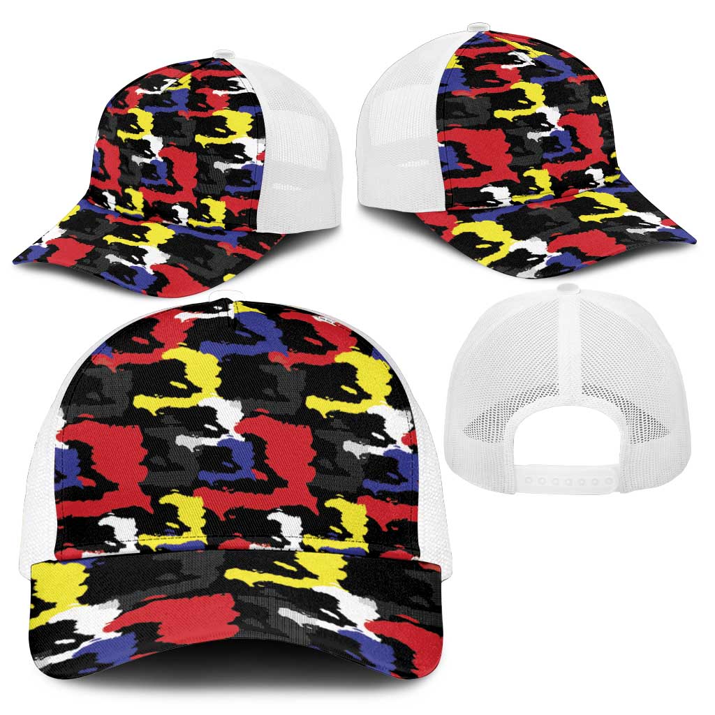 Haiti Map Camouflage Colorful Mesh Trucker Cap - African Pride