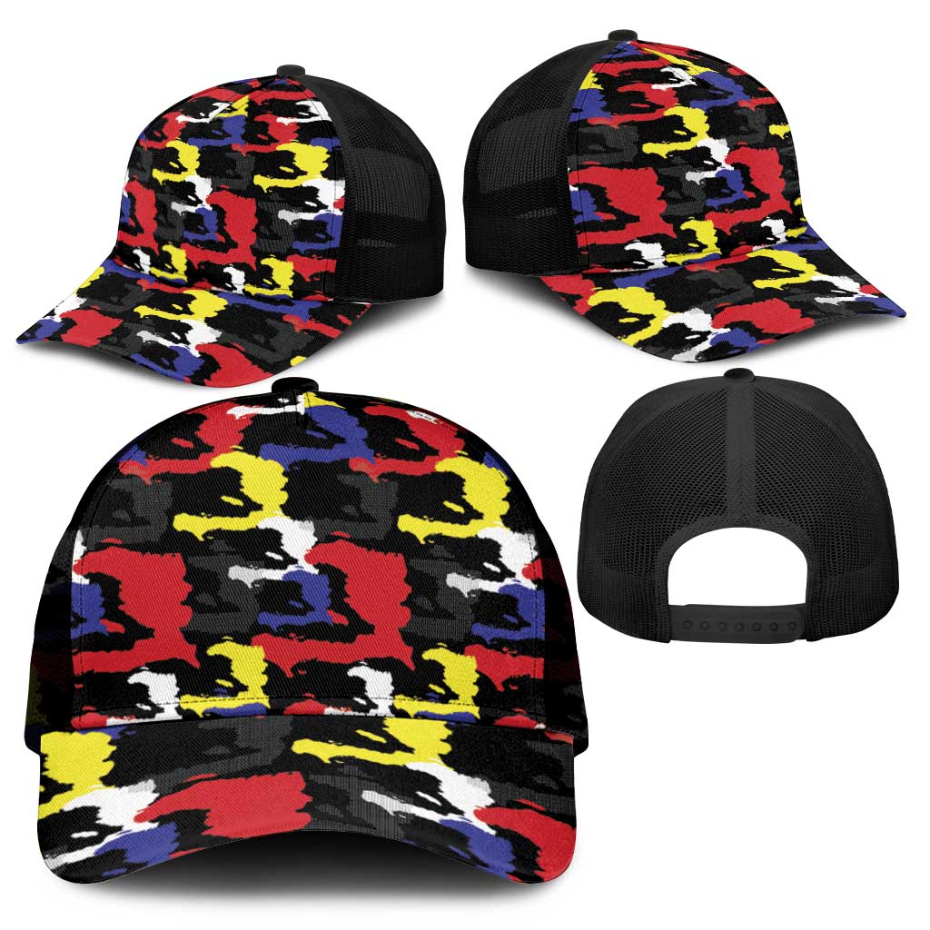 Haiti Map Camouflage Colorful Mesh Trucker Cap - African Pride