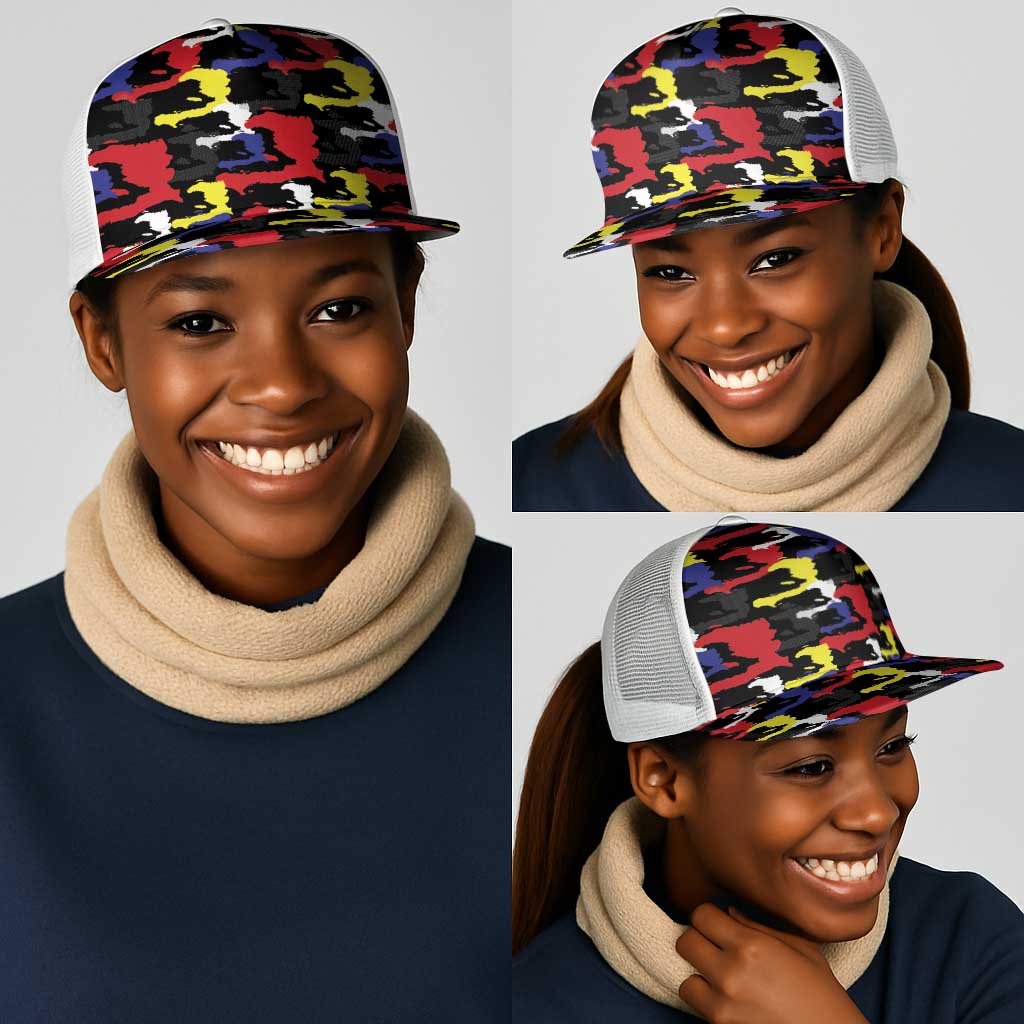 Haiti Map Camouflage Colorful Mesh Trucker Cap - African Pride