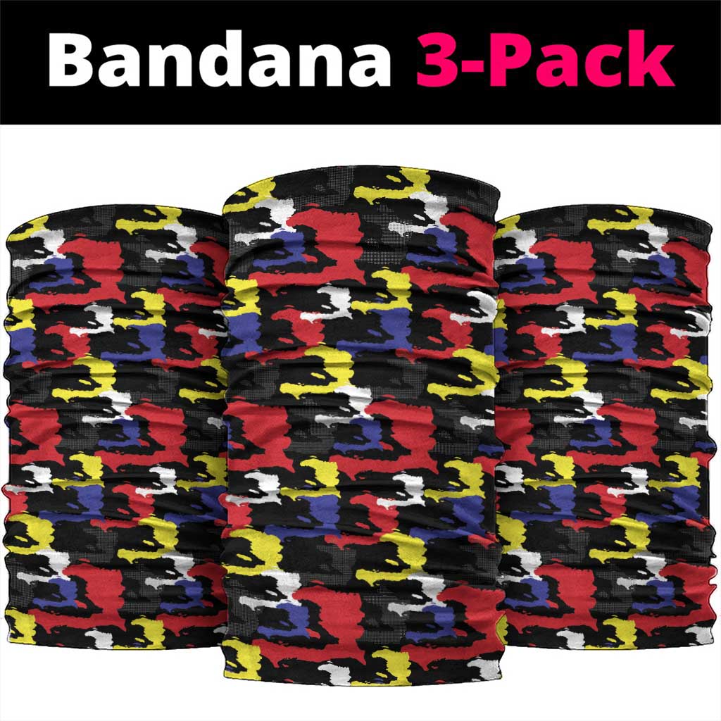Haiti Map Camouflage Colorful Neck Gaiter - African Pride