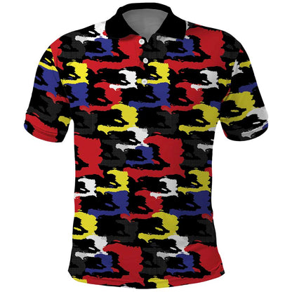 Haiti Map Camouflage Colorful Polo Shirt - African Pride