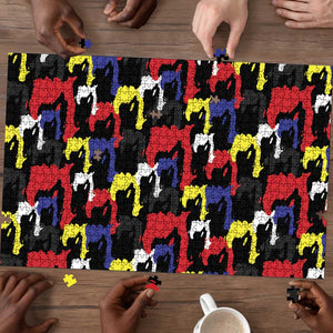 Haiti Map Camouflage Colorful Puzzle - African Pride