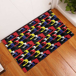 Haiti Map Camouflage Colorful Rubber Doormat - African Pride