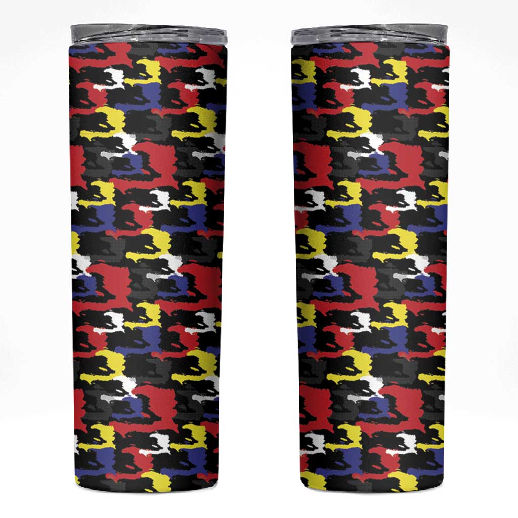 Haiti Map Camouflage Colorful Skinny Tumbler - African Pride