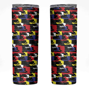 Haiti Map Camouflage Colorful Skinny Tumbler - African Pride
