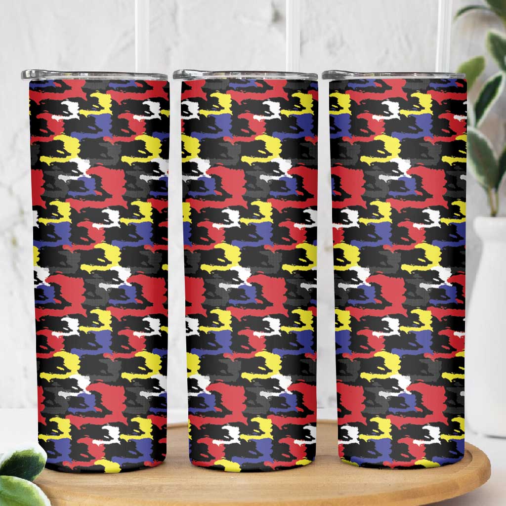 Haiti Map Camouflage Colorful Skinny Tumbler - African Pride