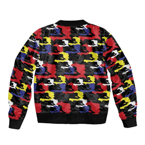 Haiti Map Camouflage Colorful Sleeve Zip Bomber Jacket - African Pride
