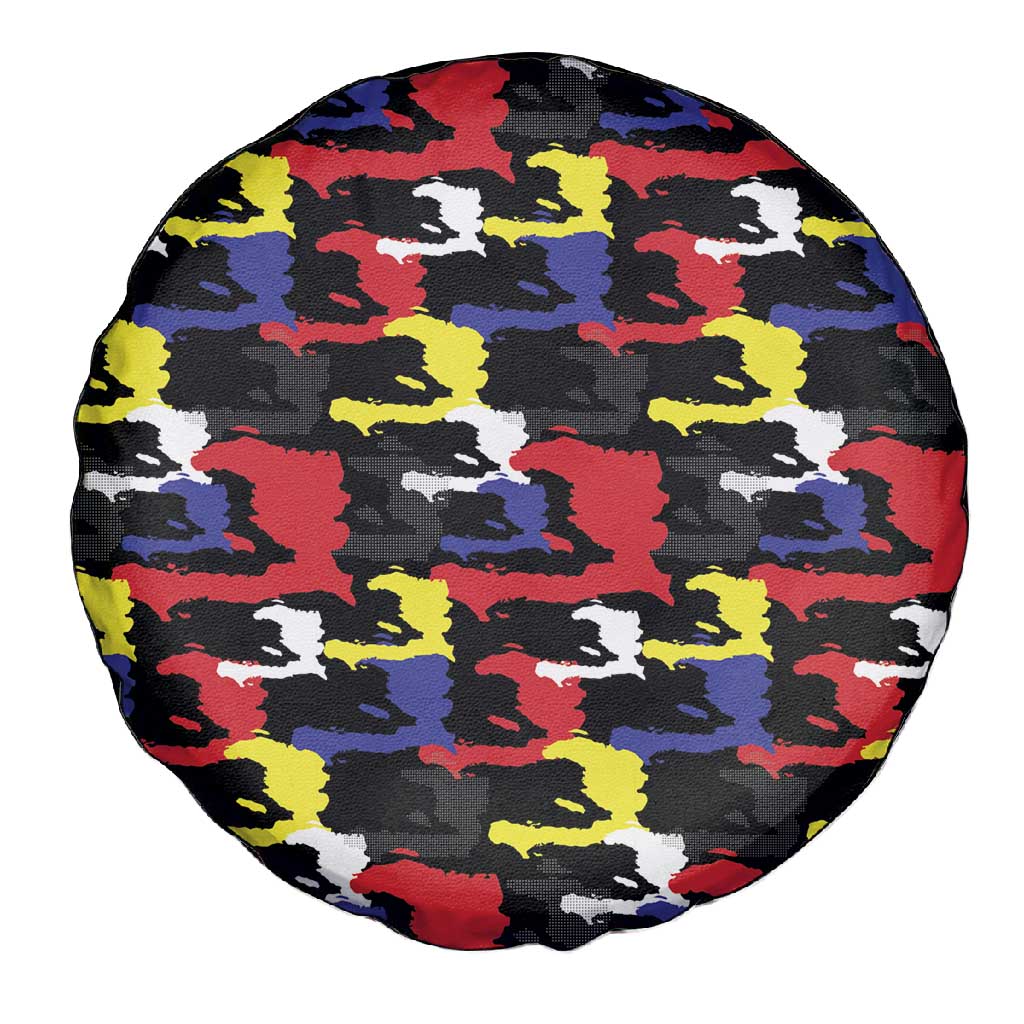 Haiti Map Camouflage Colorful Spare Tire Cover - African Pride