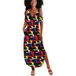 Haiti Map Camouflage Colorful Summer Maxi Dress - African Pride