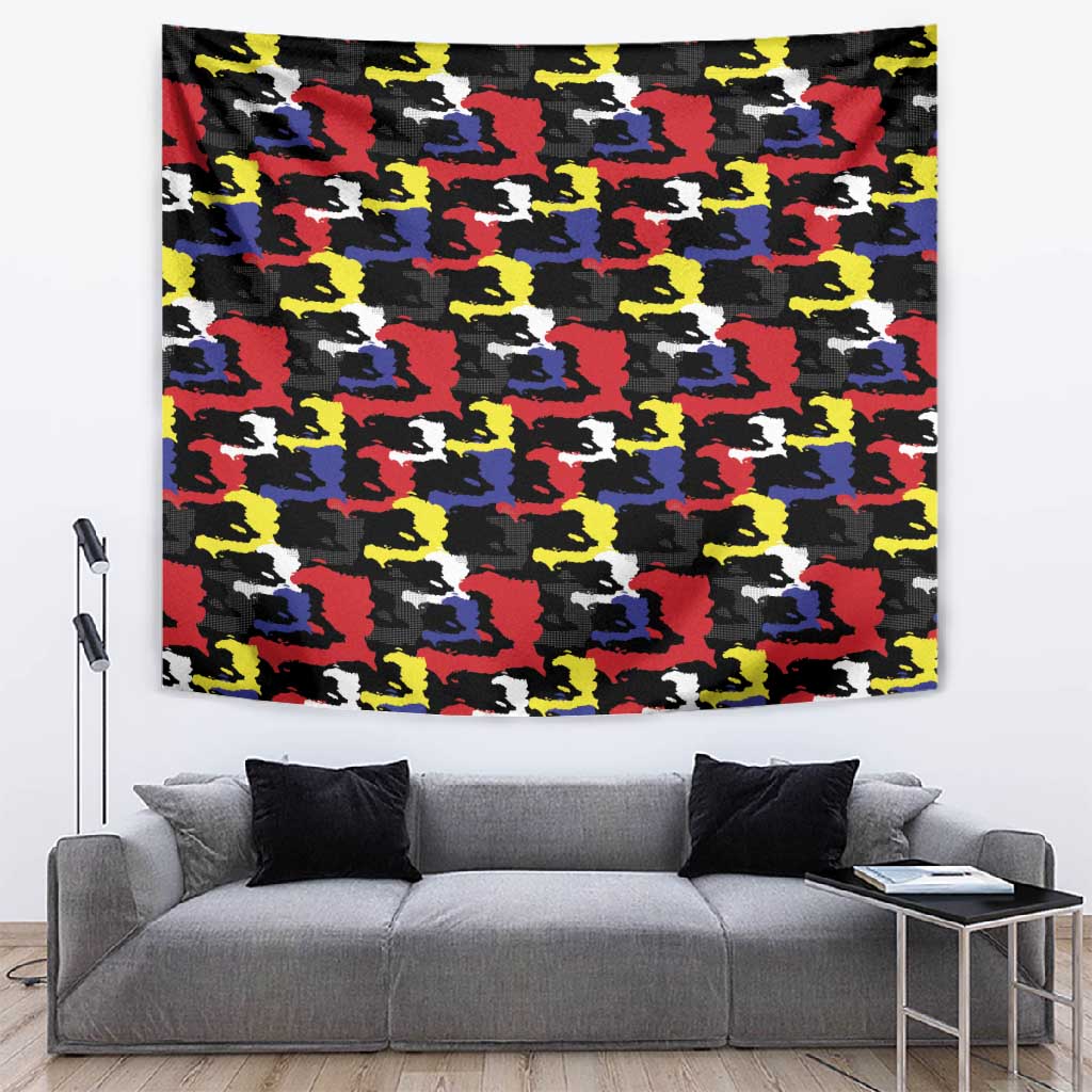 Haiti Map Camouflage Colorful Tapestry - African Pride
