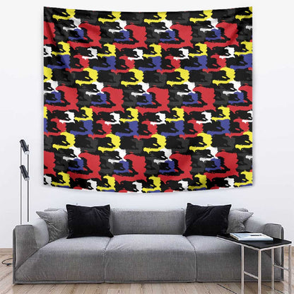Haiti Map Camouflage Colorful Tapestry - African Pride