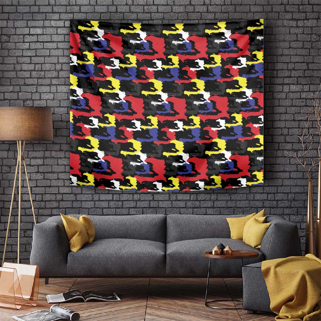 Haiti Map Camouflage Colorful Tapestry - African Pride