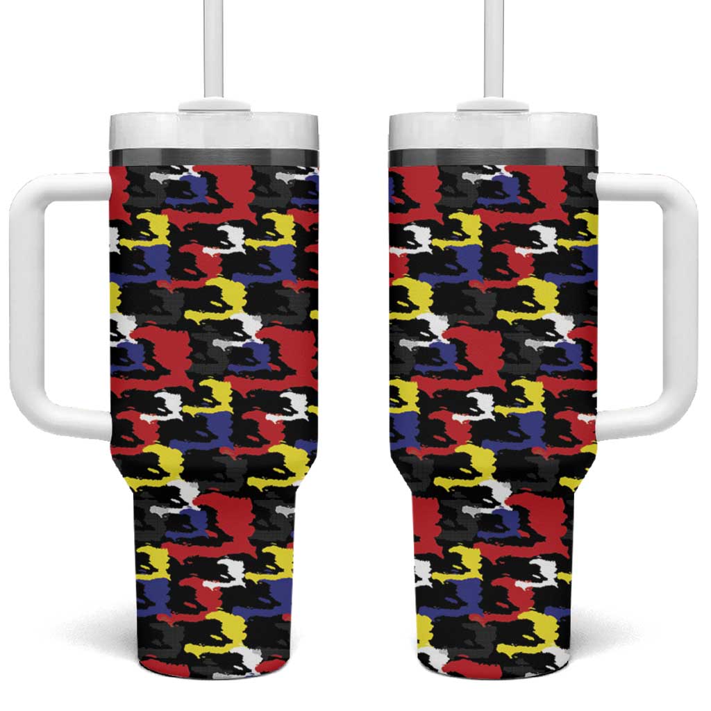 Haiti Map Camouflage Colorful Tumbler With Handle - African Pride