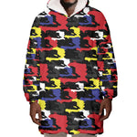 Haiti Map Camouflage Colorful Wearable Blanket Hoodie - African Pride
