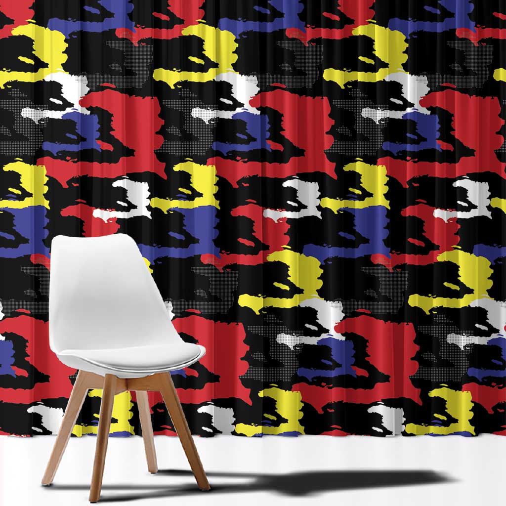 Haiti Map Camouflage Colorful Window Curtain - African Pride
