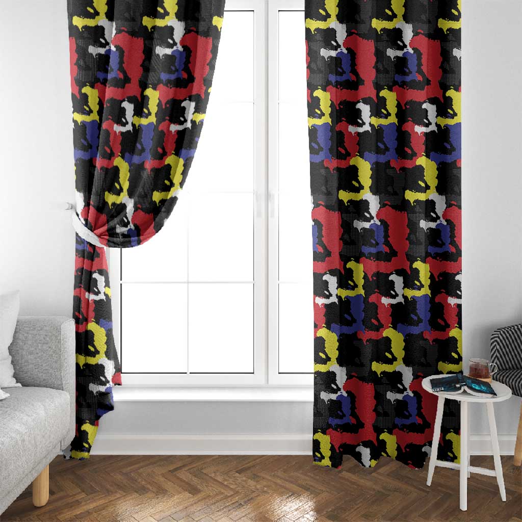 Haiti Map Camouflage Colorful Window Curtain - African Pride