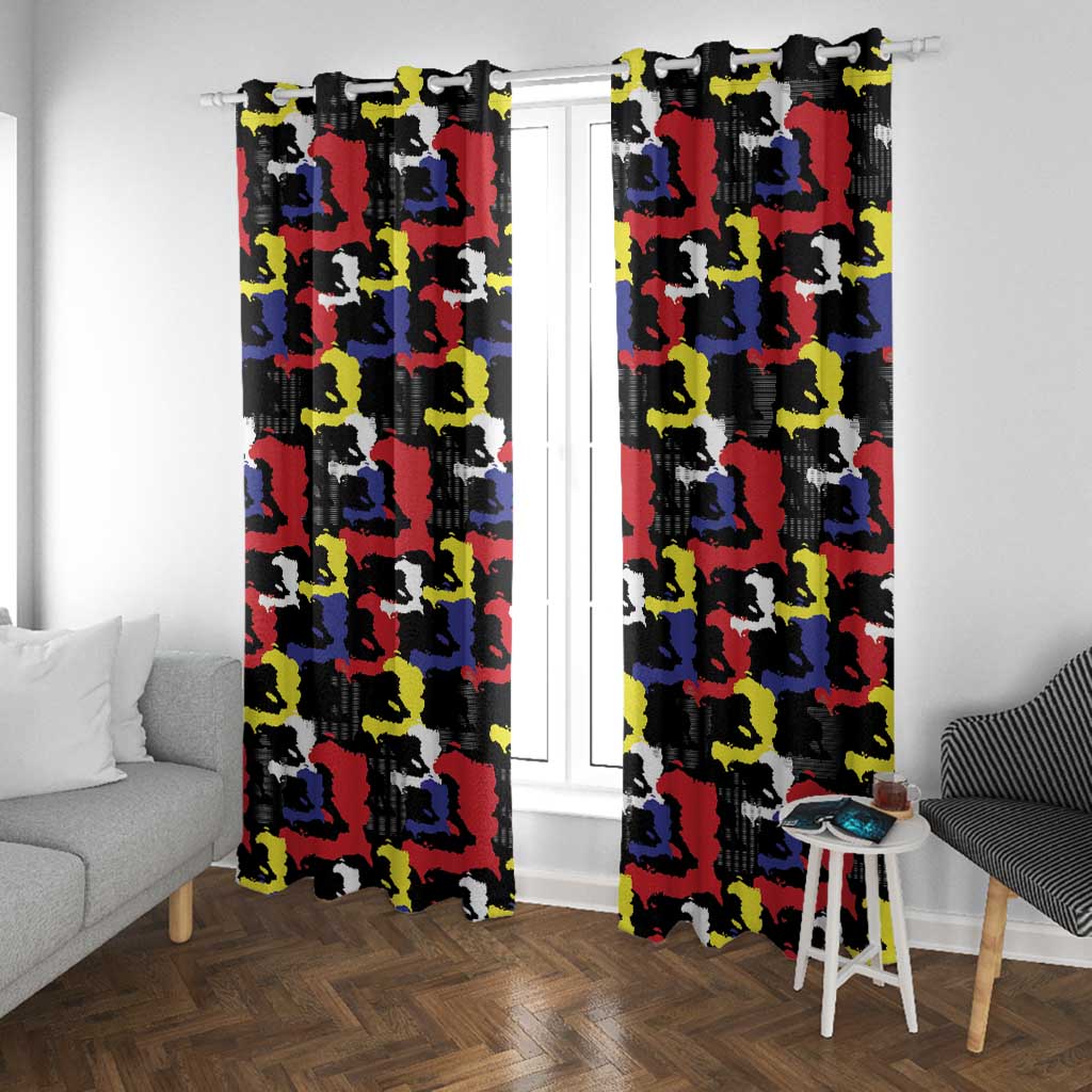 Haiti Map Camouflage Colorful Window Curtain - African Pride