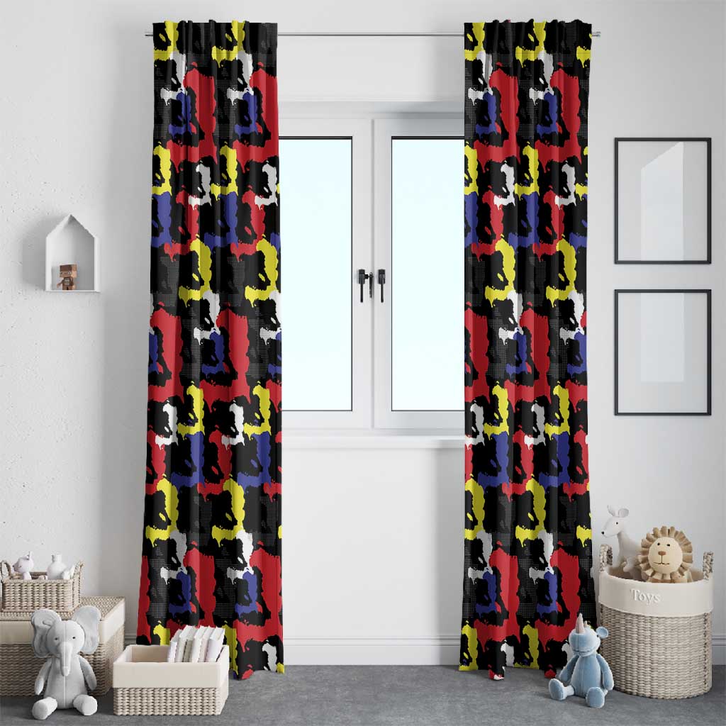 Haiti Map Camouflage Colorful Window Curtain - African Pride