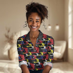 Haiti Map Camouflage Colorful Women Casual Shirt - African Pride