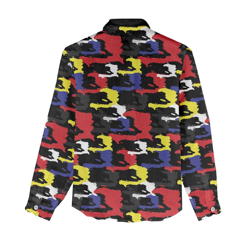 Haiti Map Camouflage Colorful Women Casual Shirt - African Pride