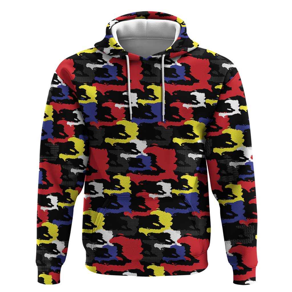 Haiti Map Camouflage Colorful Zip Hoodie - African Pride