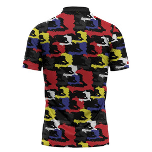 Haiti Map Camouflage Colorful Zipper Polo Shirt - African Pride