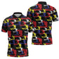 Haiti Map Camouflage Colorful Zipper Polo Shirt - African Pride