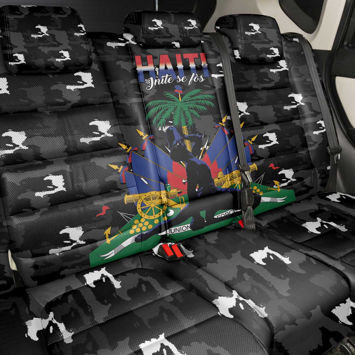 Haiti Map Camouflage Back Car Seat Cover Unique Style - African Pride