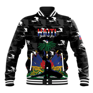 Personalized Haiti Map Camouflage Baseball Jacket Unique Style - African Pride