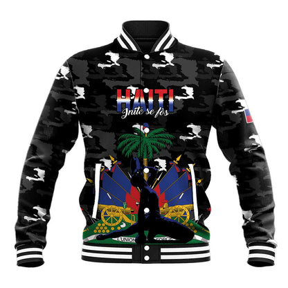 Personalized Haiti Map Camouflage Baseball Jacket Unique Style - African Pride