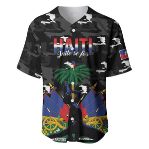 Personalized Haiti Map Camouflage Baseball Jersey Unique Style - African Pride