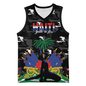 Personalized Haiti Map Camouflage Basketball Jersey Unique Style - African Pride