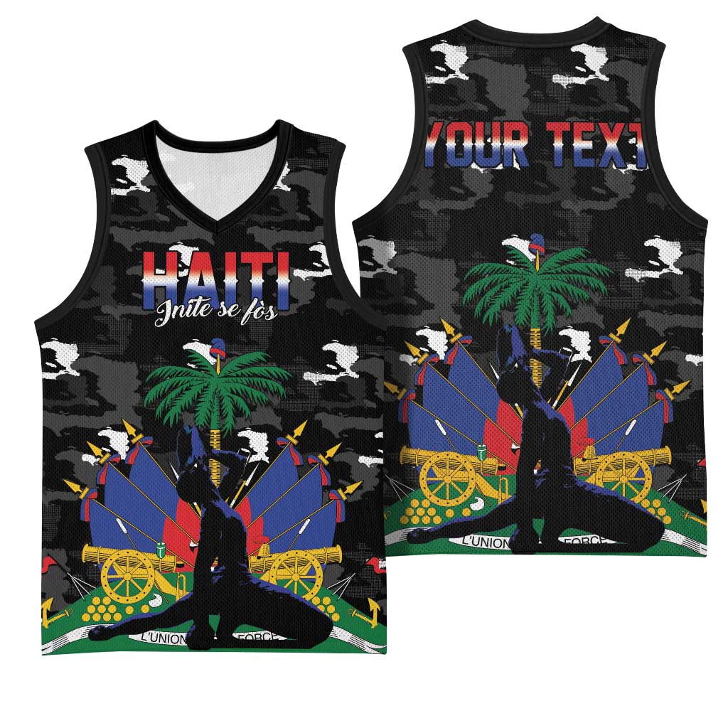 Personalized Haiti Map Camouflage Basketball Jersey Unique Style - African Pride