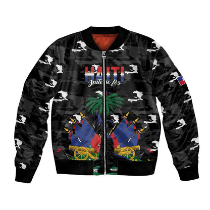Personalized Haiti Map Camouflage Bomber Jacket Unique Style - African Pride