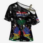Personalized Haiti Map Camouflage Cross Shoulder Shirt Unique Style - African Pride