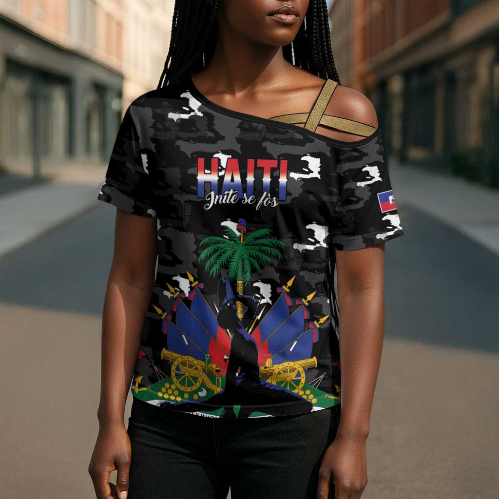 Personalized Haiti Map Camouflage Cross Shoulder Shirt Unique Style - African Pride