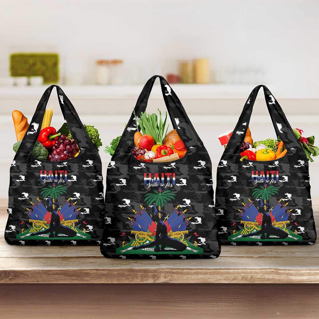 Haiti Map Camouflage Grocery Bag Unique Style - African Pride
