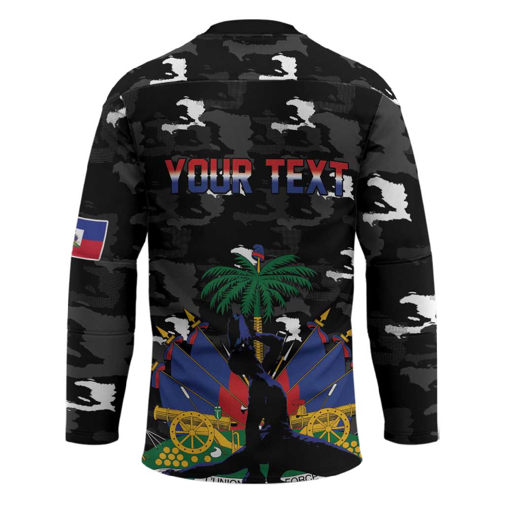 Personalized Haiti Map Camouflage Hockey Jersey Unique Style - African Pride