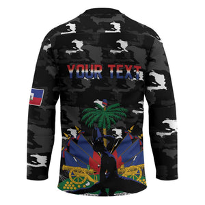Personalized Haiti Map Camouflage Hockey Jersey Unique Style - African Pride